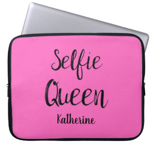 Selfie het Fuchsiakleurig Hete Roze van Koningin Laptop Sleeve