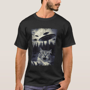 Selfie Kat ufo achtergrond Berg Grappig Wandel T-shirt