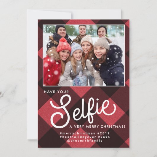 Selfie-kerstkaart, Selfie-feestkaartje, Selfie Kaart (Voorkant)