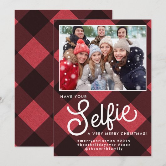 Selfie-kerstkaart, Selfie-feestkaartje, Selfie Kaart (Voorkant / Achterkant)