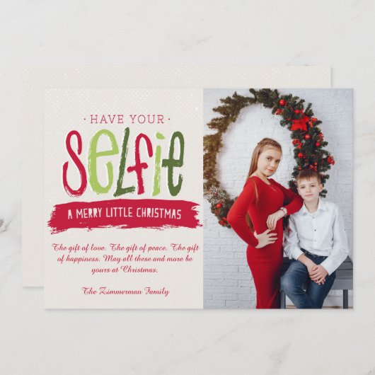 Selfie-kerstWenskaart Kaart (Voorkant / Achterkant)