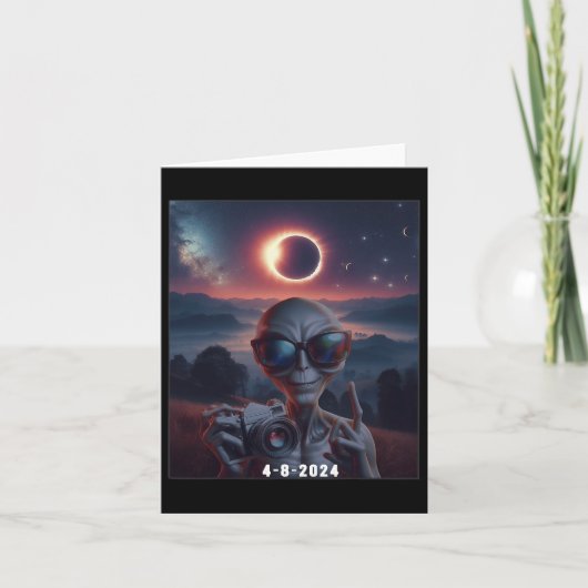 Selfie met Solar 2024 Eclipse Dragen Gles Retro Kaart (Voorkant)