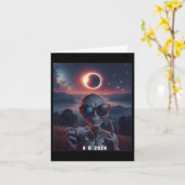 Selfie met Solar 2024 Eclipse Dragen Gles Retro Kaart (Gele Bloem)