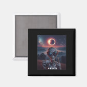 Selfie met Solar 2024 Eclipse Dragen Gles Retro Magneet (Voorkant / Achterkant)