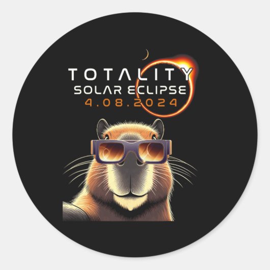Selfie met totale eclips Capybara lover Ronde Sticker (Voorkant)