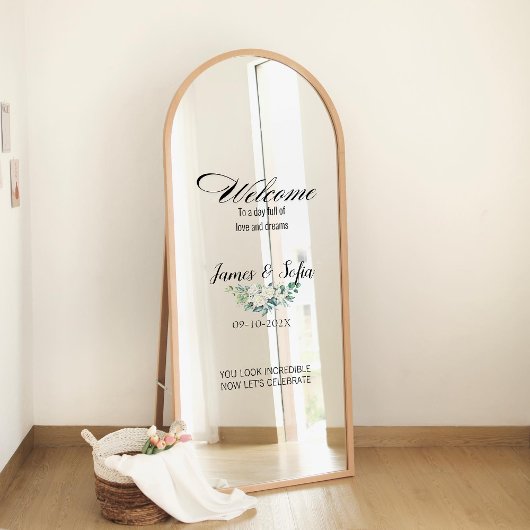 Selfie Mirror Wedding Welkomstreceptie Bloemen Raamsticker