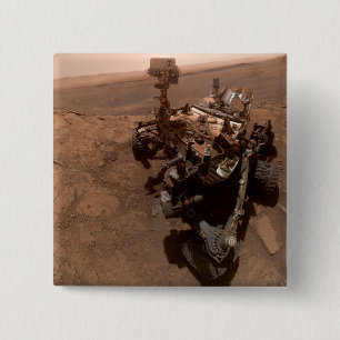 Selfie NASA Mars Curiosity Rover Red Planet Vierkante Button 5,1 Cm