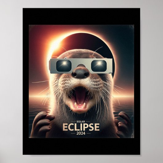 Selfie Otter Kinder Mannen Zonsverduistering Poster (Voorkant)