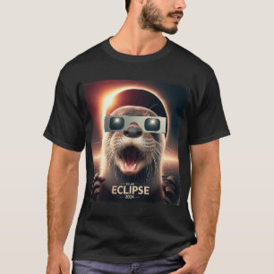 Selfie Otter Kinder Mannen Zonsverduistering T-shirt
