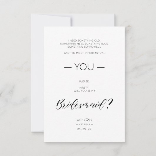 Selfie Photo Proposal Will You Be My Bridesmaid (Achterkant)