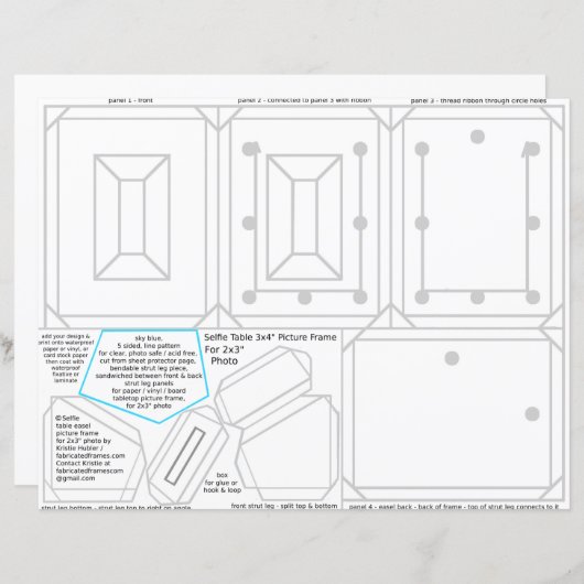 Selfie Picture Frame For 2x3 Photo Printable or (Voorkant / Achterkant)
