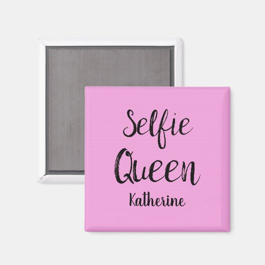 Selfie Queen Naam Gepersonaliseerd Roze Magneet (Voorkant / Achterkant)