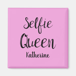 Selfie Queen Naam Gepersonaliseerd Roze Magneet
