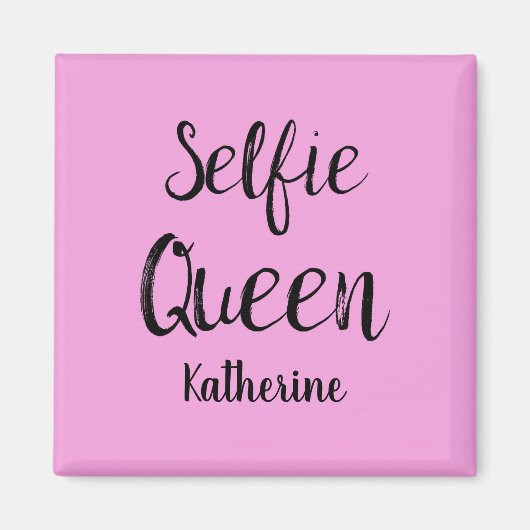 Selfie Queen Naam Gepersonaliseerd Roze Magneet (Voorkant)