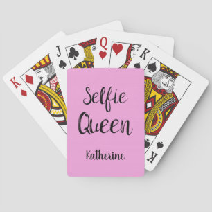 Selfie Queen Naam Gepersonaliseerd Roze Pokerkaarten
