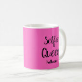 Selfie Queen Naam Gepersonaliseerde Fuchsia Hot Pi Koffiemok (Voorkant rechts)