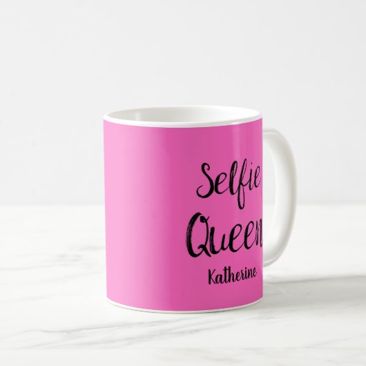 Selfie Queen Naam Gepersonaliseerde Fuchsia Hot Pi Koffiemok (Voorkant rechts)