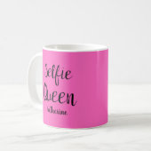 Selfie Queen Naam Gepersonaliseerde Fuchsia Hot Pi Koffiemok (Voorkant links)