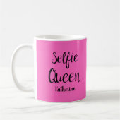 Selfie Queen Naam Gepersonaliseerde Fuchsia Hot Pi Koffiemok (Links)