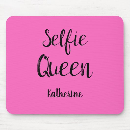 Selfie Queen Naam Gepersonaliseerde Fuchsia Hot Pi Muismat (Voorkant)