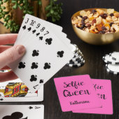 Selfie Queen Naam Gepersonaliseerde Fuchsia Hot Pi Pokerkaarten (Insitu)