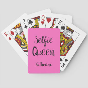 Selfie Queen Naam Gepersonaliseerde Fuchsia Hot Pi Pokerkaarten