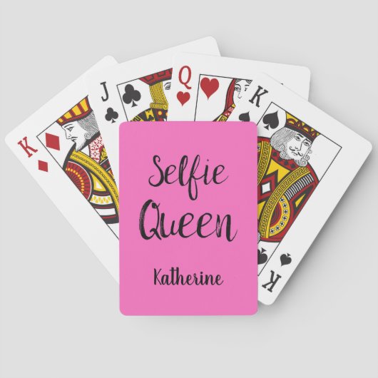 Selfie Queen Naam Gepersonaliseerde Fuchsia Hot Pi Pokerkaarten (Achterkant)