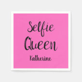 Selfie Queen Naam Gepersonaliseerde Fuchsia Hot Pi Servet (Voorkant)