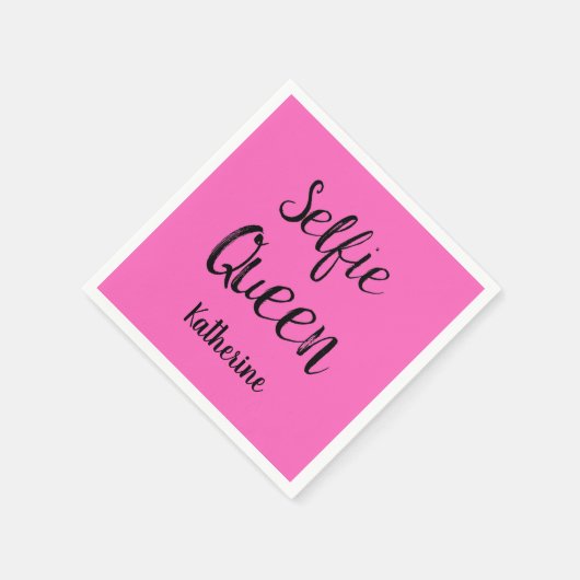 Selfie Queen Naam Gepersonaliseerde Fuchsia Hot Pi Servet (Hoek)