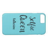 Selfie Queen Naam Gepersonaliseerde Turquoise Blau Case-Mate iPhone Case (Achterkant (Horizontaal))