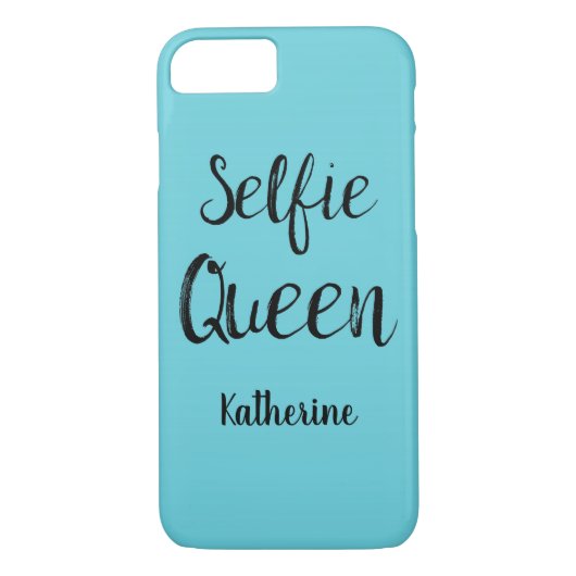 Selfie Queen Naam Gepersonaliseerde Turquoise Blau Case-Mate iPhone Case (Achterkant)