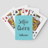 Selfie Queen Naam Gepersonaliseerde Turquoise Blau Pokerkaarten (Achterkant)