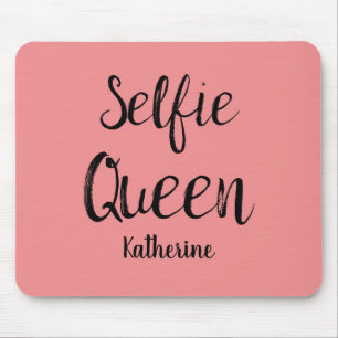 Selfie Queen Name Personalized Coral Oranje Muismat