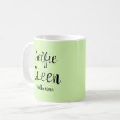 Selfie Queen Name Personalized Lime Green Koffiemok (Voorkant links)
