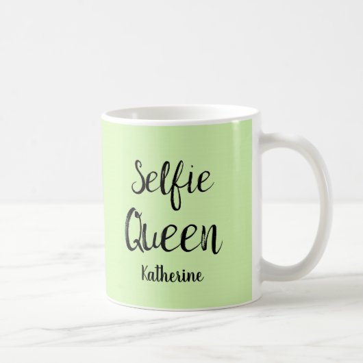 Selfie Queen Name Personalized Lime Green Koffiemok (Rechts)
