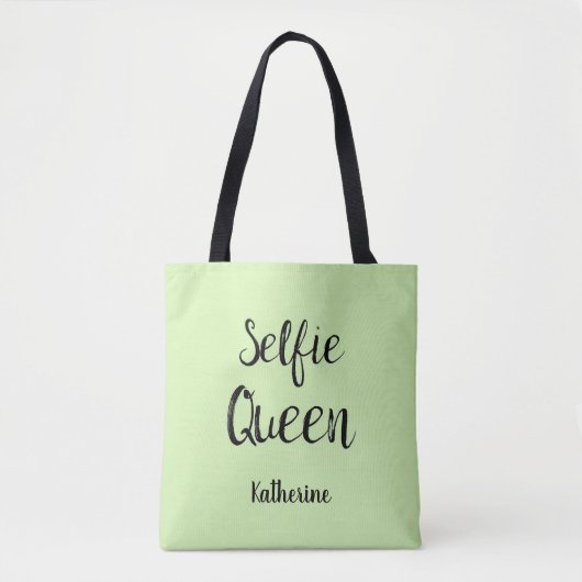 Selfie Queen Name Personalized Lime Green Tote Bag (Voorkant)