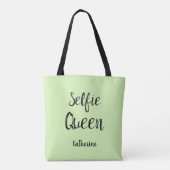 Selfie Queen Name Personalized Lime Green Tote Bag (Achterkant)