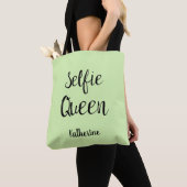 Selfie Queen Name Personalized Lime Green Tote Bag (Dichtbij)