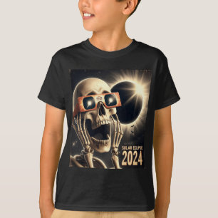 Selfie Skelet Kinder Mannen Zonsverduistering 2 T-shirt