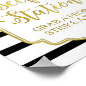 Selfie Station Bord Pink Bloemendesign Goud Zwart  Poster (Hoek)