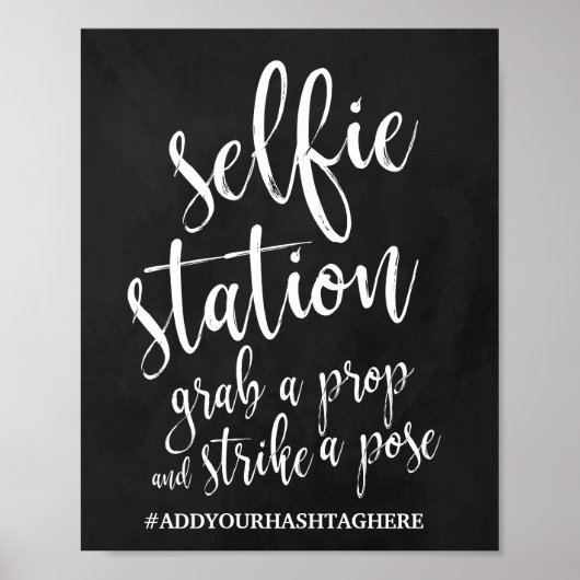 Selfie Station Chalkboard 8x10 Wedding Sign Poster (Voorkant)