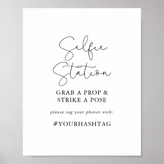 Selfie Station Eenvoudig Elegant Calligrafie Bord Poster (Voorkant)