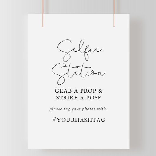 Selfie Station Eenvoudig Elegant Calligrafie Bord Poster