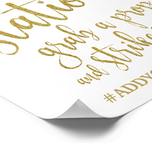 Selfie Station Gold Glitter 8x10 Wedding Sign Poster (Hoek)