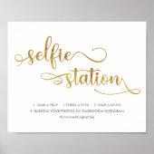 "Selfie Station" goud witte Trendy Trouwsign Poster (Voorkant)