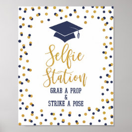 Selfie Station Navy Afstudeerfeest Bord Poster