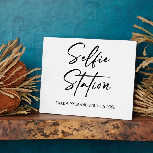 Selfie-station Tabletop Plaque met Easel Fotoplaat (Zijkant)
