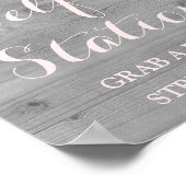 Selfie Station Trouw Teken Roze Waterverf Hout Poster (Hoek)