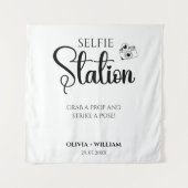 Selfie Station Trouwbord Moderne achtergrond Wandkleed (Voorkant)