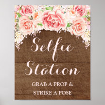Selfie Station Trouwbord Roze Waterverf Hout